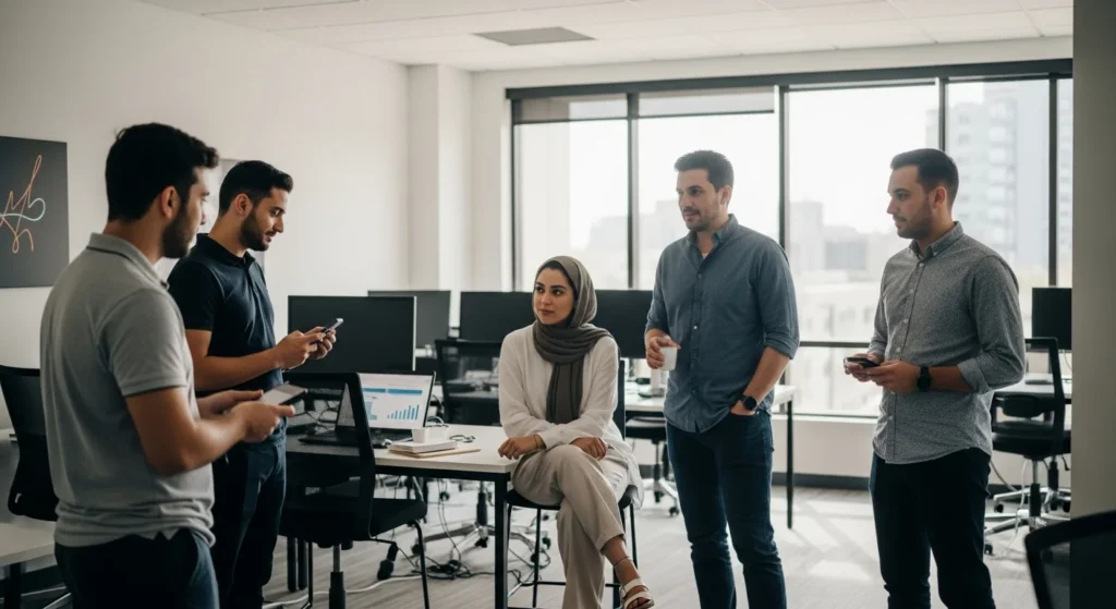 Diverse office team discussing strategy, highlighting How Arizona SEO Companies Are Transforming Digital Marketing in Tech via data.
