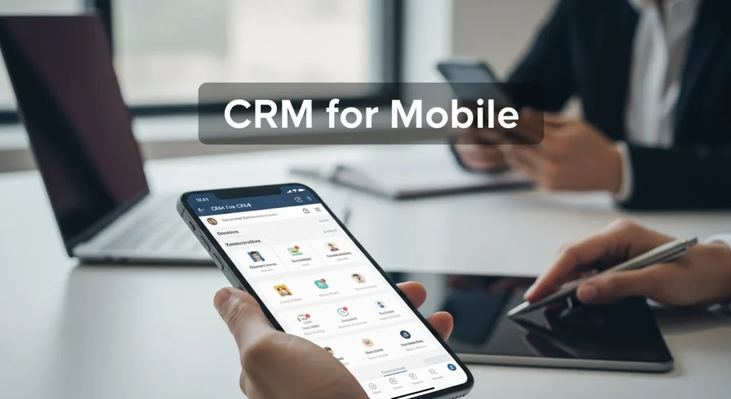 Mobile phone displaying a CRM app. How Does CRM for Mobile Work? Enterprise Tech Guide 2026 for sales teams.