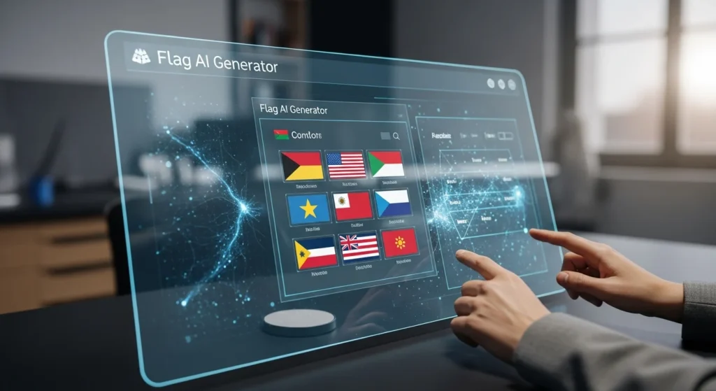 Digital display of a Flag AI Generator tool with global flags. Should You Use Flag AI Generator? A Complete 2026 Guide.