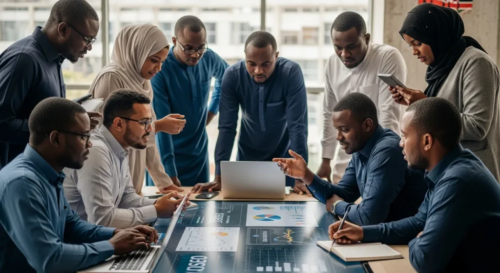 Business team meeting in Nairobi, analyzing charts for The Future of SEO Company in Kenya: Digital Marketing Trends 2026.
