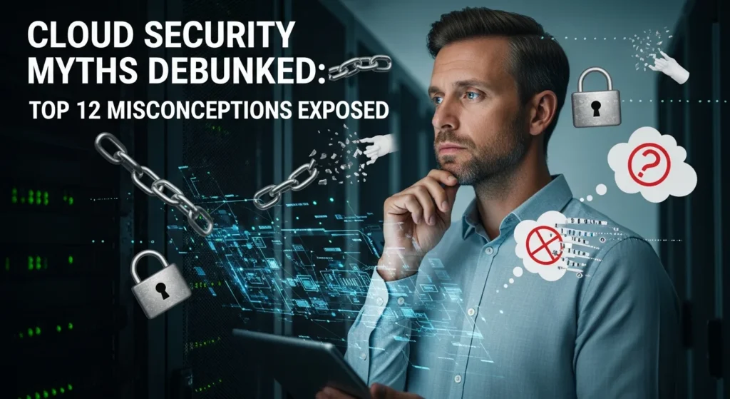 Professional in a server room for Cloud Security Myths Debunked: Top 12 Misconceptions Exposed.