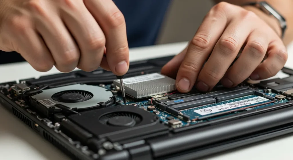 Hands using a tool: How Does Casing Laptop Lenovo Work? Gadgets & Gear Guide.