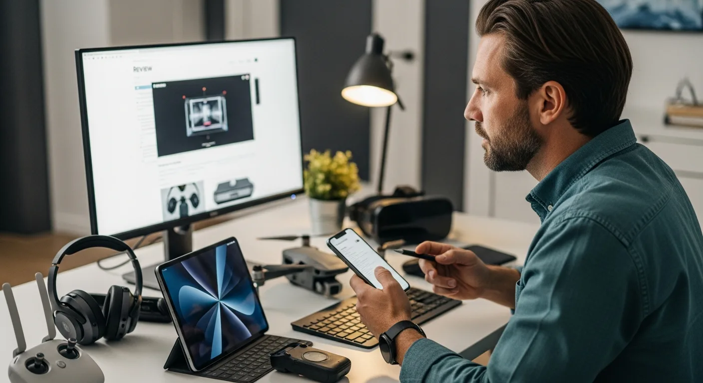 Man exploring How Virtual Imaging Inc Reviews Is Changing Tech: Gadgets & Gear Guide at his desk with various devices.