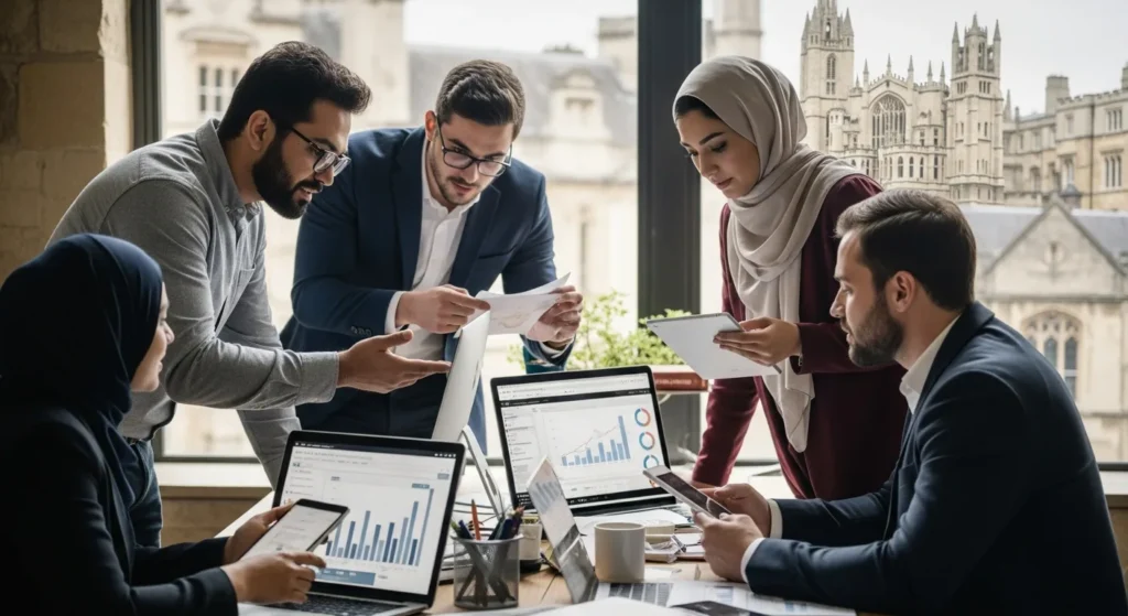 Is Oxford SEO Expert Good For Business? Digital Marketing Guide: Diverse team reviewing SEO data in Oxford.