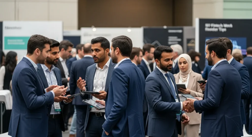 Professionals networking at NY Fintech Week 2026: Complete Event Guide & Insider Tips.